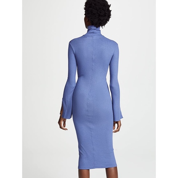 Enza Costa Ribbed Split Sleeve Midi Dress Sz S - Picture 2 of 7